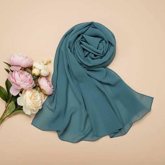 Women's Solid Sea Green Chiffon Scarf – D91