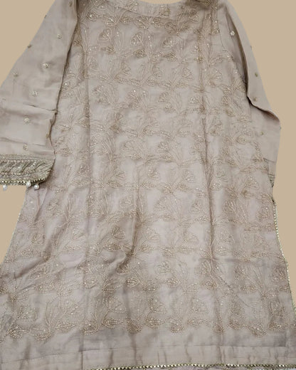 Agha Noor Inspired Skin Chiffon Gharara Suit – Stitched 3pc-RW3-88