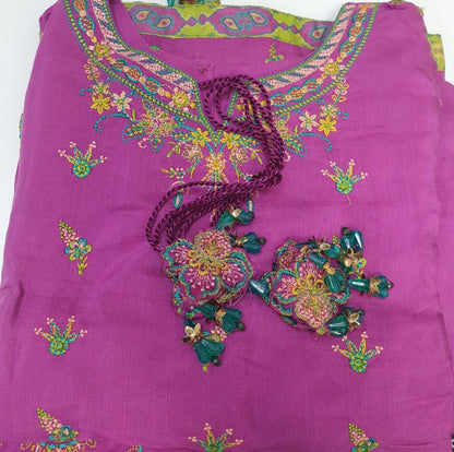 Sana Safinaz Pink Embroidered Silk Suit – Stitched 3pc -RW3-100
