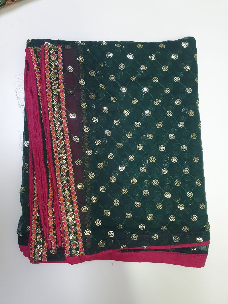 Maria.B Inspired Green Embroidered Chiffon Suit – Stitched 3pc - RW3-111