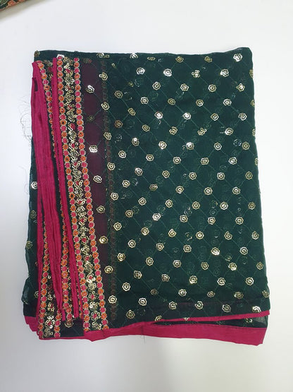 Maria.B Inspired Green Embroidered Chiffon Suit – Stitched 3pc - RW3-111