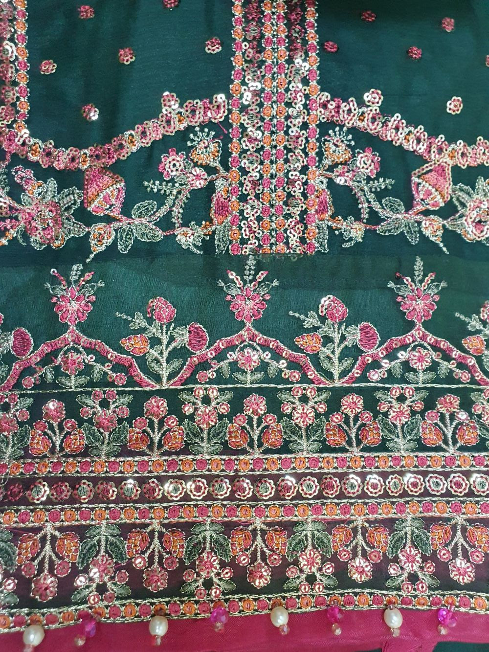 Maria.B Inspired Green Embroidered Chiffon Suit – Stitched 3pc - RW3-111