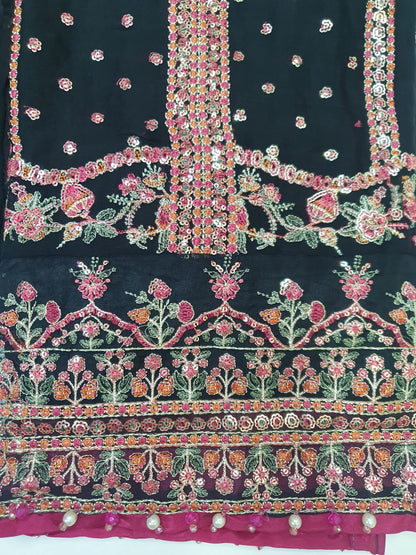 Maria.B Inspired Black Embroidered Chiffon Suit – Stitched 3pc - RW3-112
