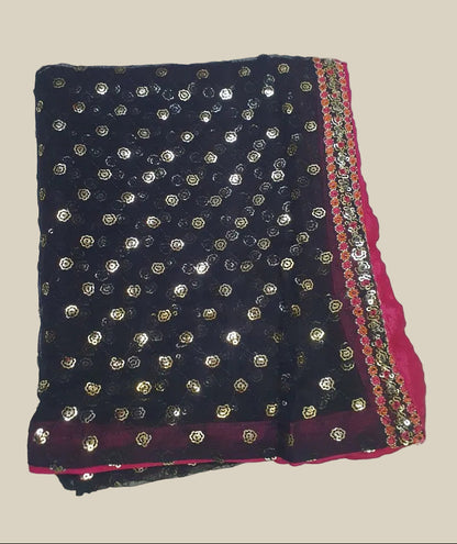 Maria.B Inspired Black Embroidered Chiffon Suit – Stitched 3pc - RW3-112