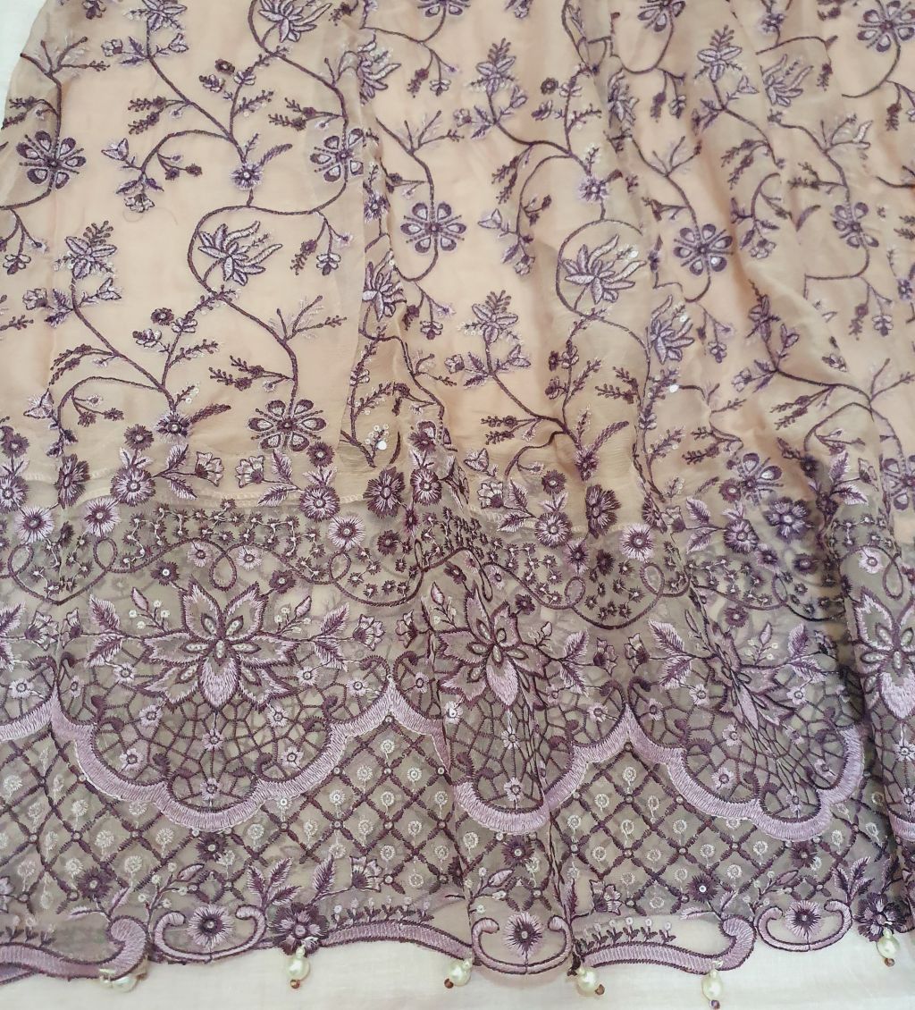 Maria B Inspired  Embroidered Mauve Chiffon Maxi – Stitched-RW3-119