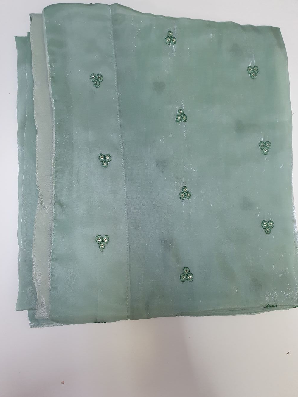 Embroidered Aqua Sheesha Silk Palazzo Suit – Stitched 3pc-RW3-141