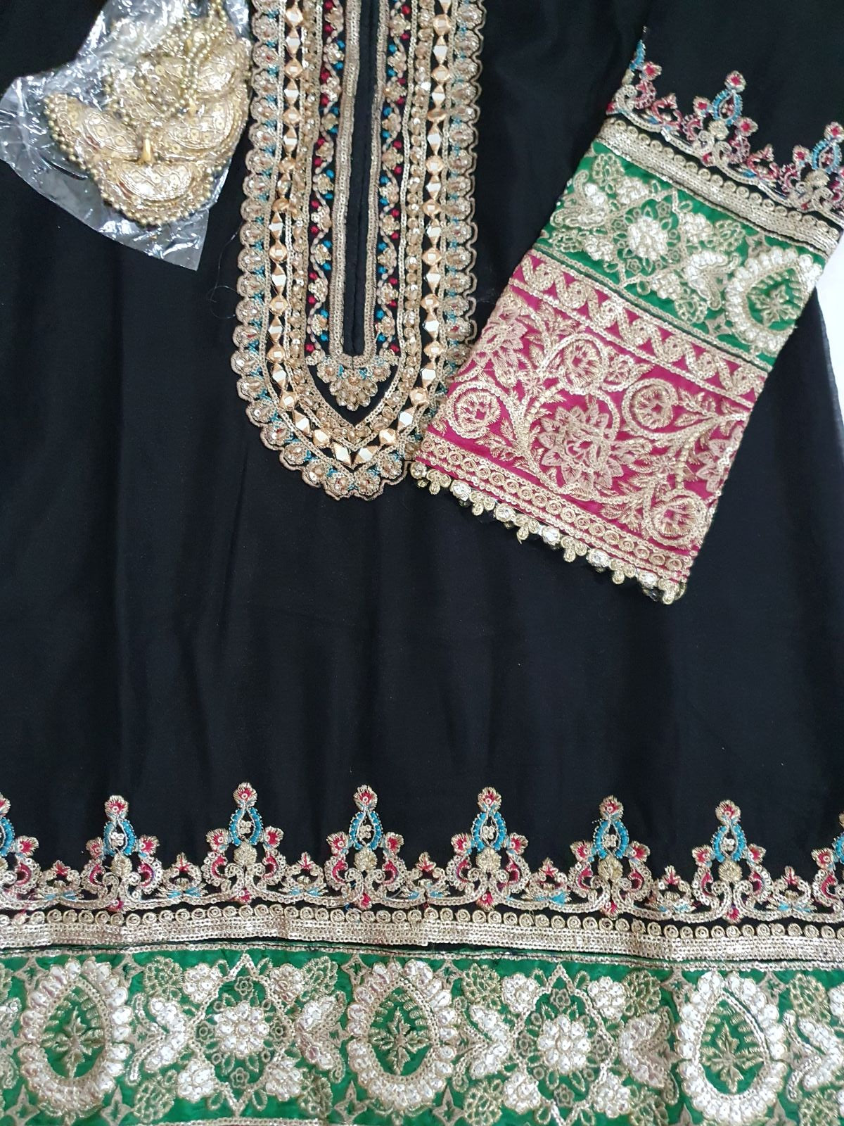 Maria B Inspired Black Embroidered Chiffon Suit – Stitched 3pc-RW3-163