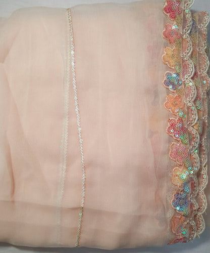 Embroidered Chiffon Peach Pink Maxi – Stitched 3pc-RW3-178