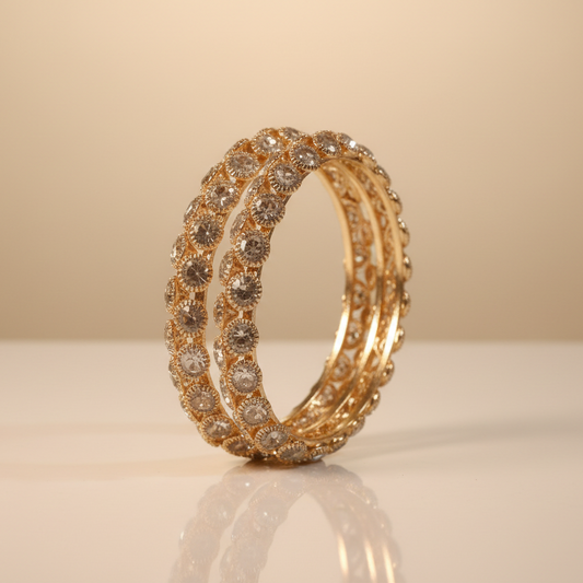 Gold Stone Bangles Set of 2 -J29