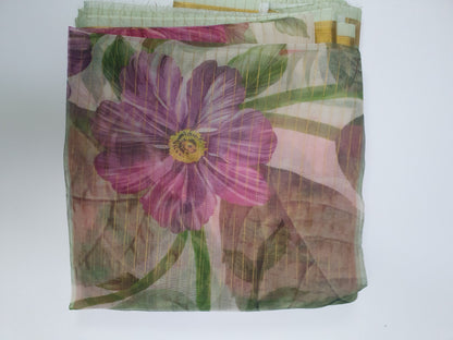 Green Printed Organza Dupatta-D116
