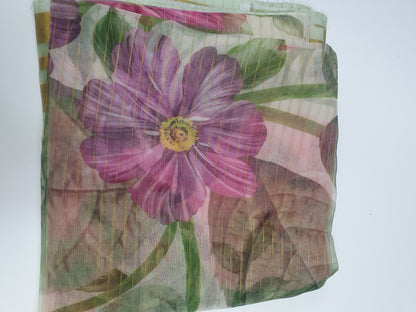 Green Printed Organza Dupatta-D116