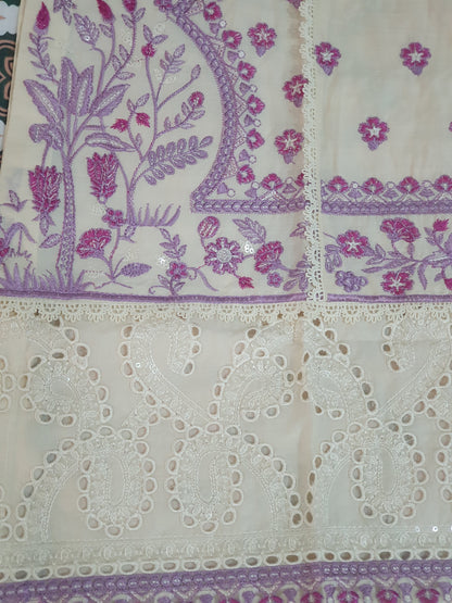 Aneela's Embroidered Cream Lawn-Stitched 3PC - RW3-237