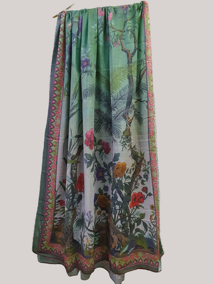 Green Printed Munar Dupatta-D115