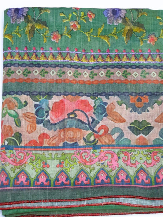 Green Printed Munar Dupatta-D115