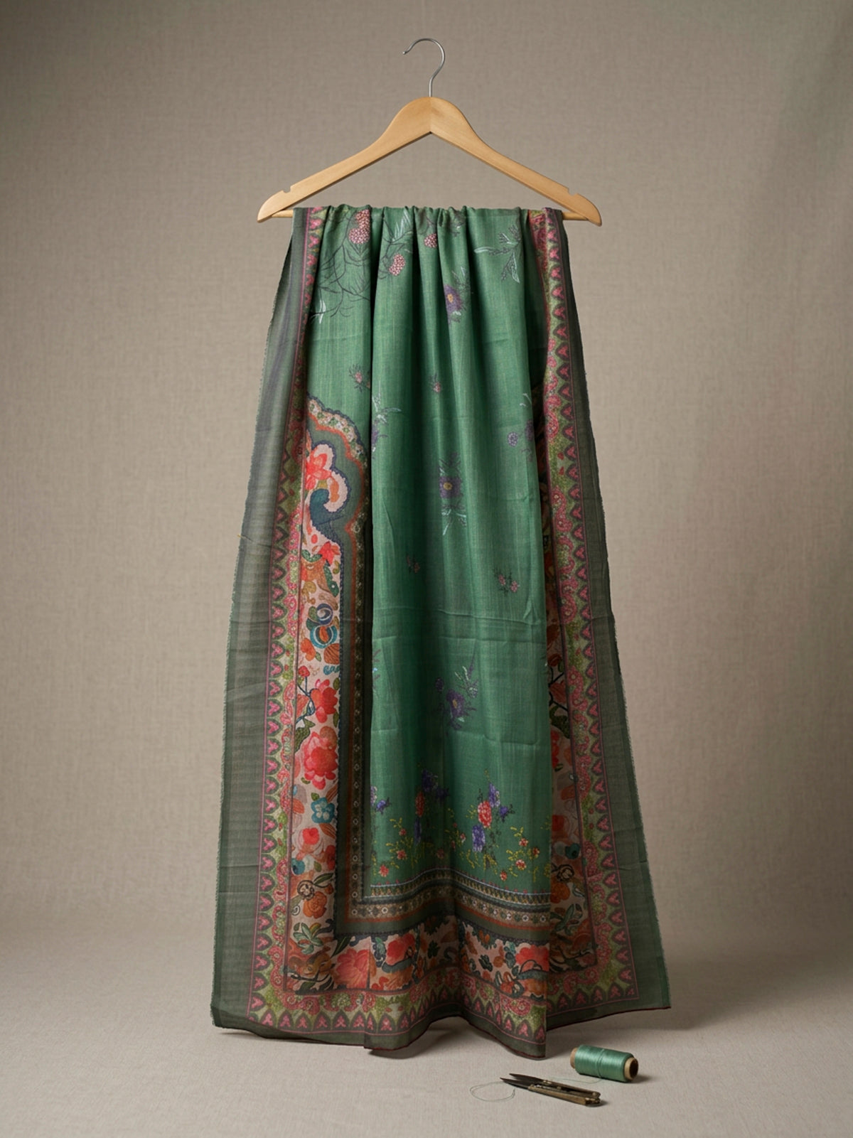 Green Printed Munar Dupatta-D115