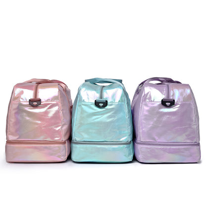 Iridescent Travel Duffel Bag with Shoe Compartment-Khaas Trends
