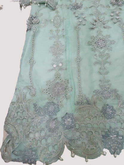 Maria B Inspired Aqua Embroidered Chiffon Suit – Stitched 3pc-RW3-138