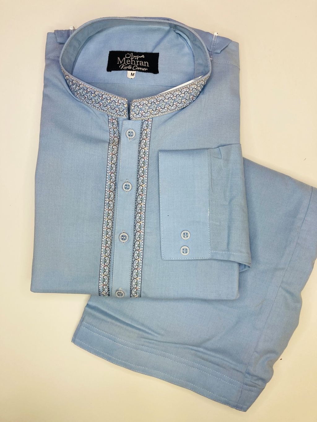 Men's blue stitched shalwar kameez – Pakistani ethnic wear | KhaasTrends