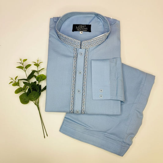 Men's blue stitched shalwar kameez – Pakistani ethnic wear | Khaas Trends