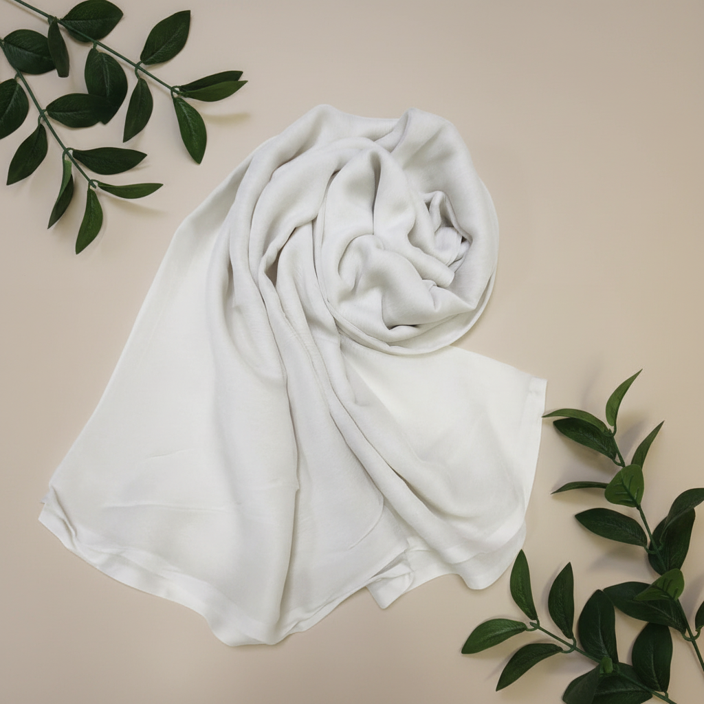 Cross Stitch white chiffon dupatta - lightweight plain design for women