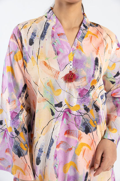Printed Lawn 2PC- Ethnic Shirt neck with tassel and buttons