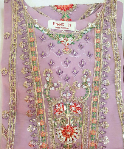 ETHNIC Inspired Purple  Chiffon Gharara – Stitched 3pc-RW3-243