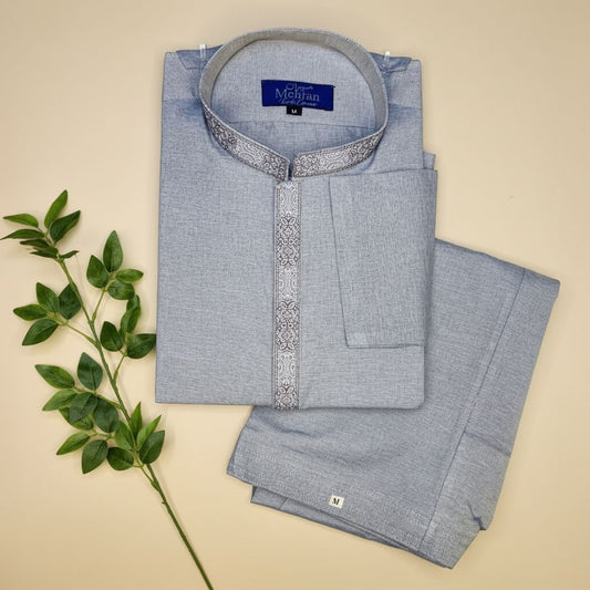 Men's blue stitched shalwar kameez – Pakistani ethnic wear | Khaas Trends UAE