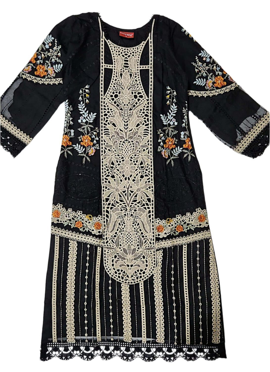 Black Embroidered Lawn Shirt for Women