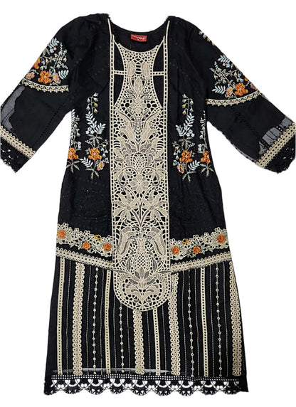 Black Embroidered Lawn Shirt for Women