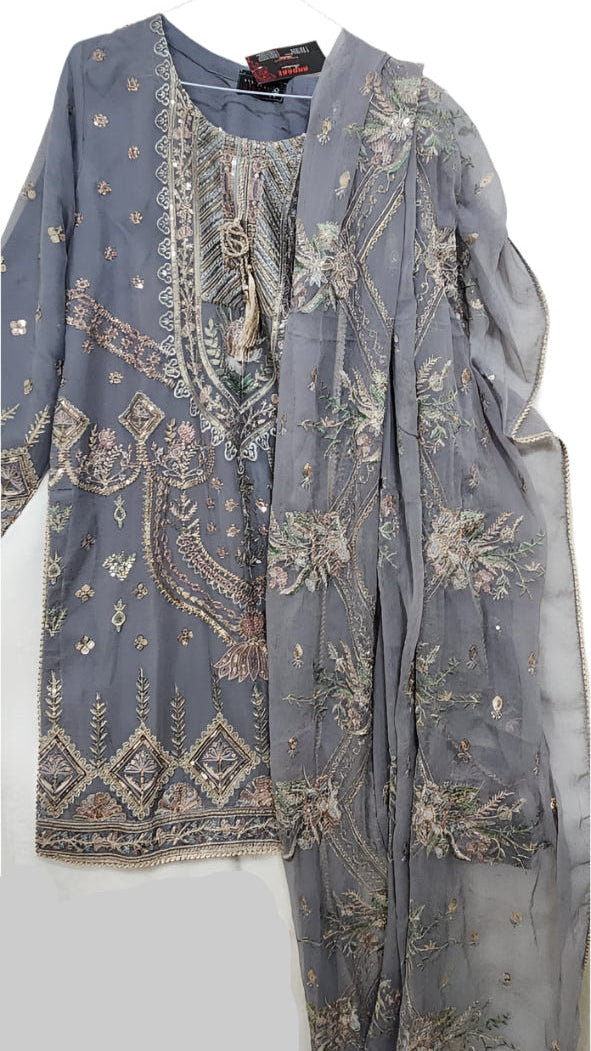Pakistani traditional Grey Gharara-Stitched 3pc-Dubai