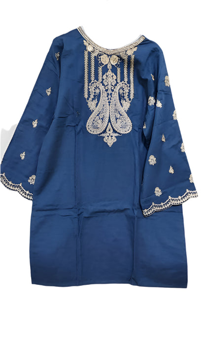 Pakistani Blue embroidered khaddar shirt -Zellbury pret-Dubai