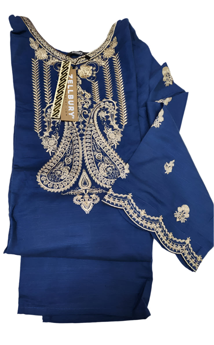 Pakistani Blue embroidered khaddar 3pc -Zellbury pret-Dubai