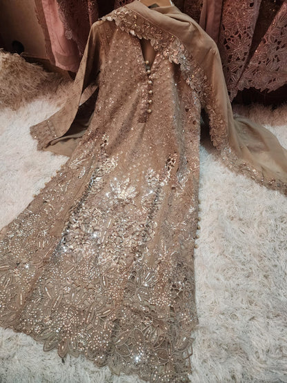 Maria B Inspired Skin Color Embellished Chiffon – Stitched 3pc-RW3-80
