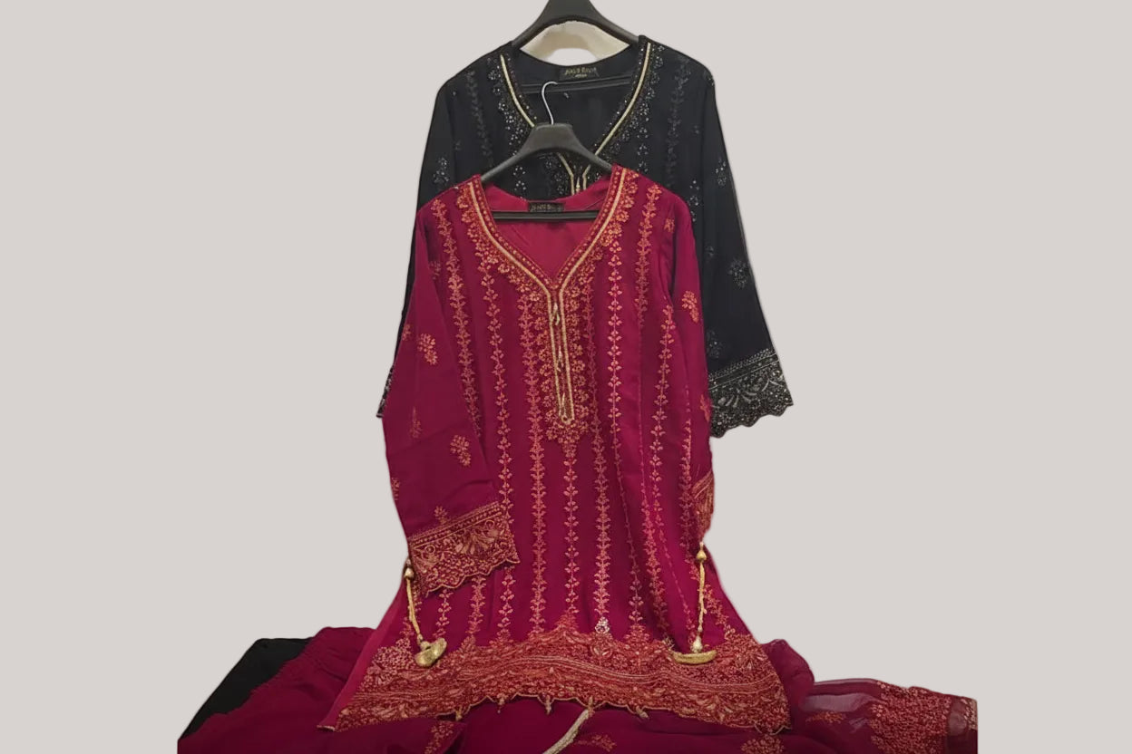 Agha Noor Inspired Pink Chiffon Gharara Suit – Stitched 3pc-RW3-86