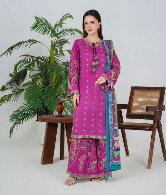 Sana Safinaz Pink Embroidered Silk Suit – Stitched 3pc -RW3-100