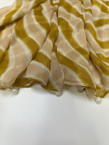 Striped J. Chiffon Dupatta with gold and beige pattern- Khaas rends Online