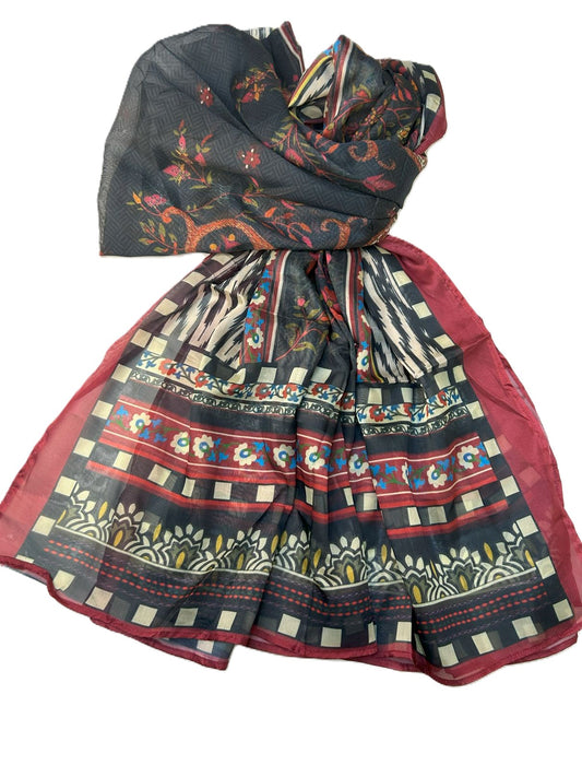 J. Black and Maroon Scarf/Stole for Women- Online UAE Khaas Trends