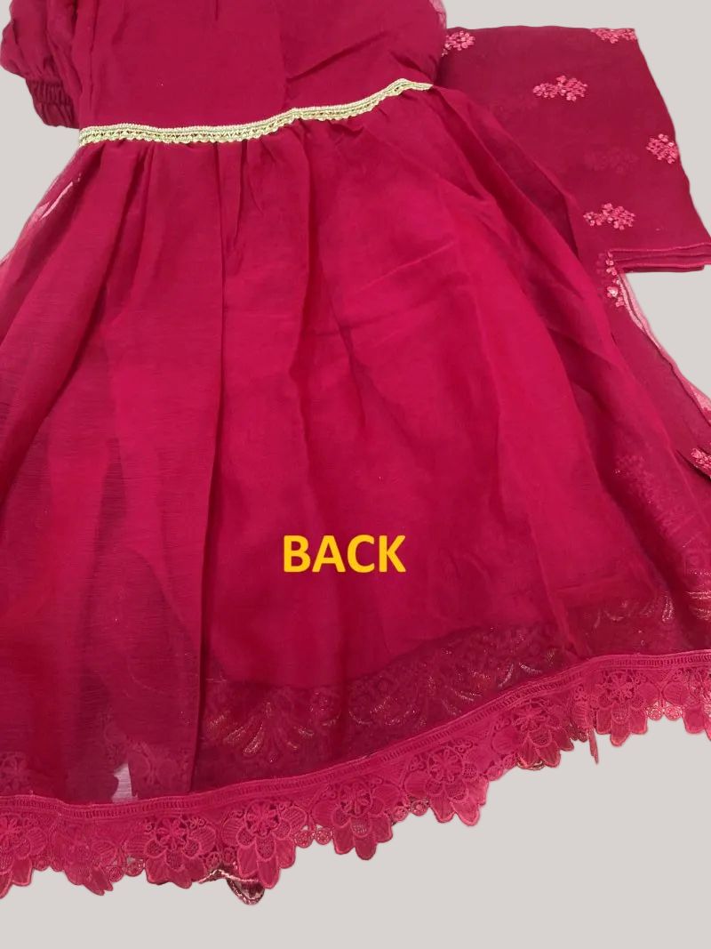 Agha Noor Inspired Pink Chiffon Gharara Suit – Stitched 3pc-RW3-86