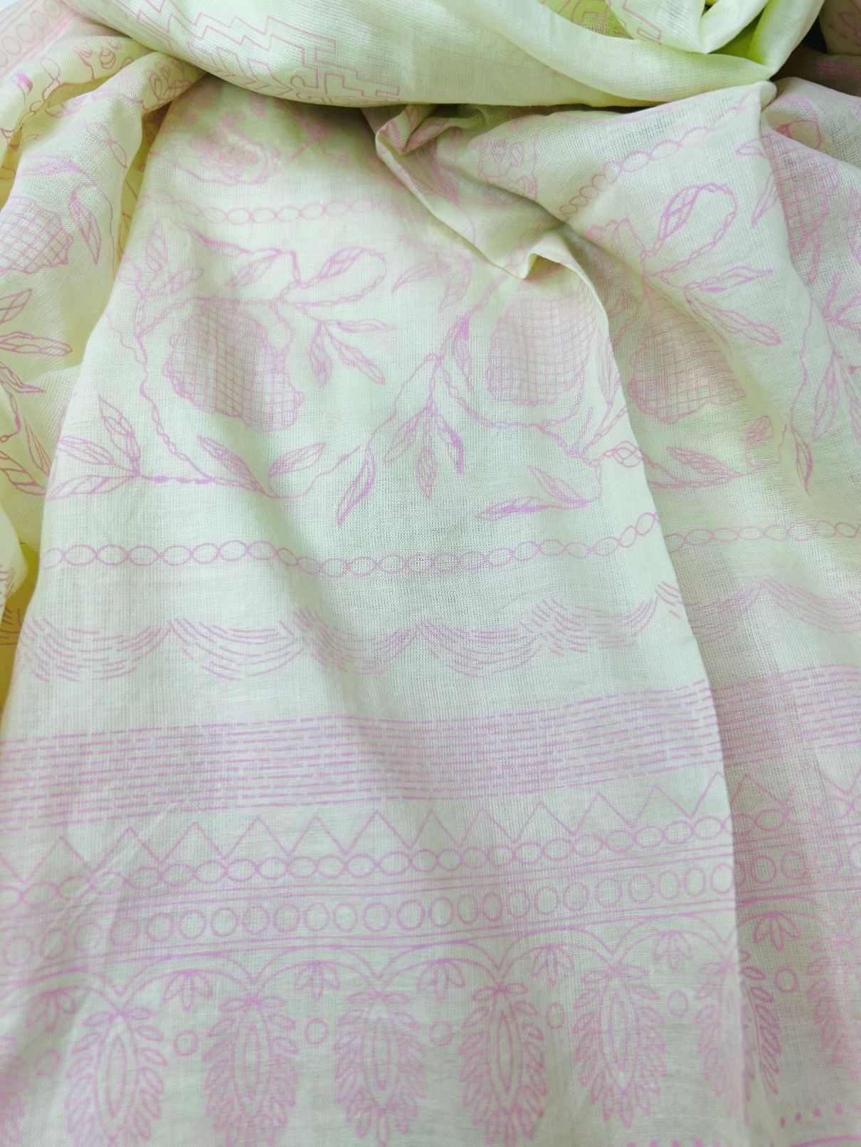 J. Light green Dupatta with pink floral patterns-Khaas Trends Online