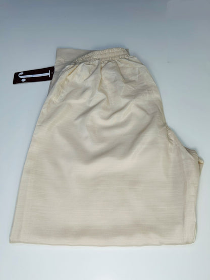 J. Beige Raw Silk Plain Trouser