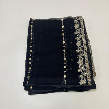 Maria.B Inspired Black Embroidered Chiffon Suit – Stitched 3pc - RW3-109