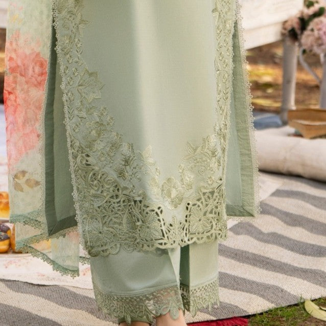 Karma Haya green embroidered lawn 3-piece stitched suit with dupatta and trousers