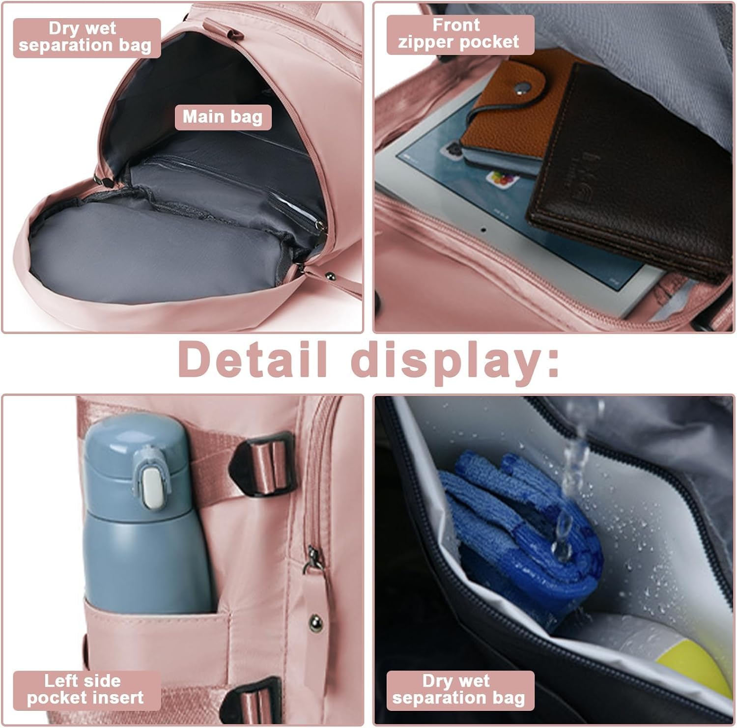 A pink bag cum backpack with  multiple carrying options