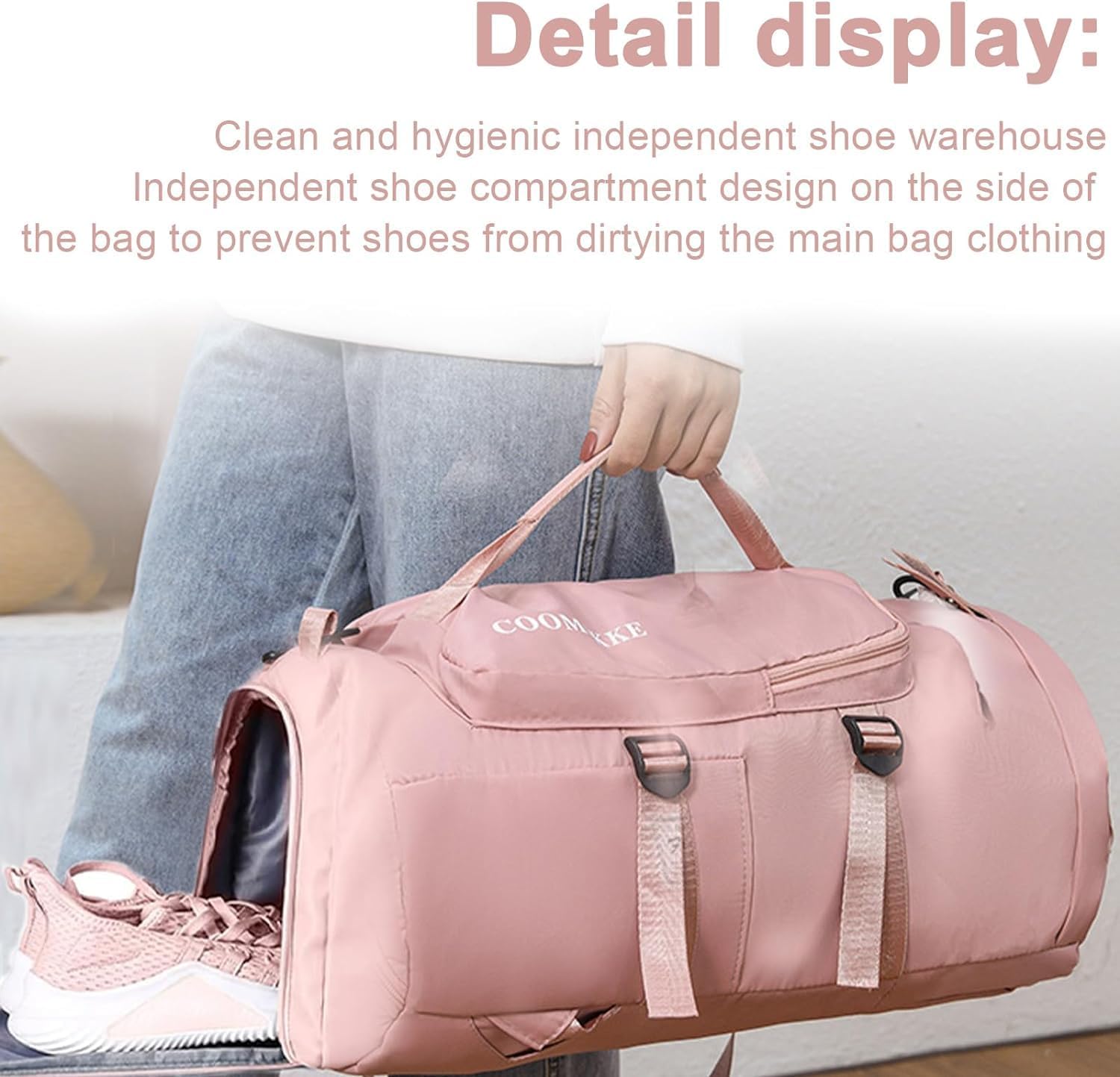 A pink bag cum backpack with multiple carrying options
