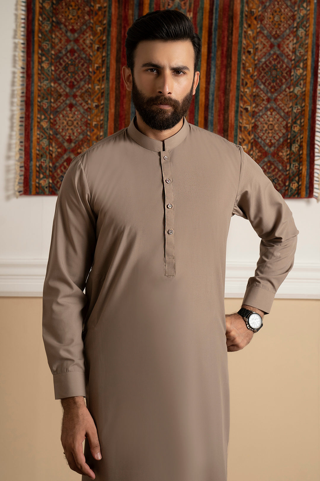 Zellbury Express Oat Meal Shalwar Kameez for Men – Stitched - MRW24