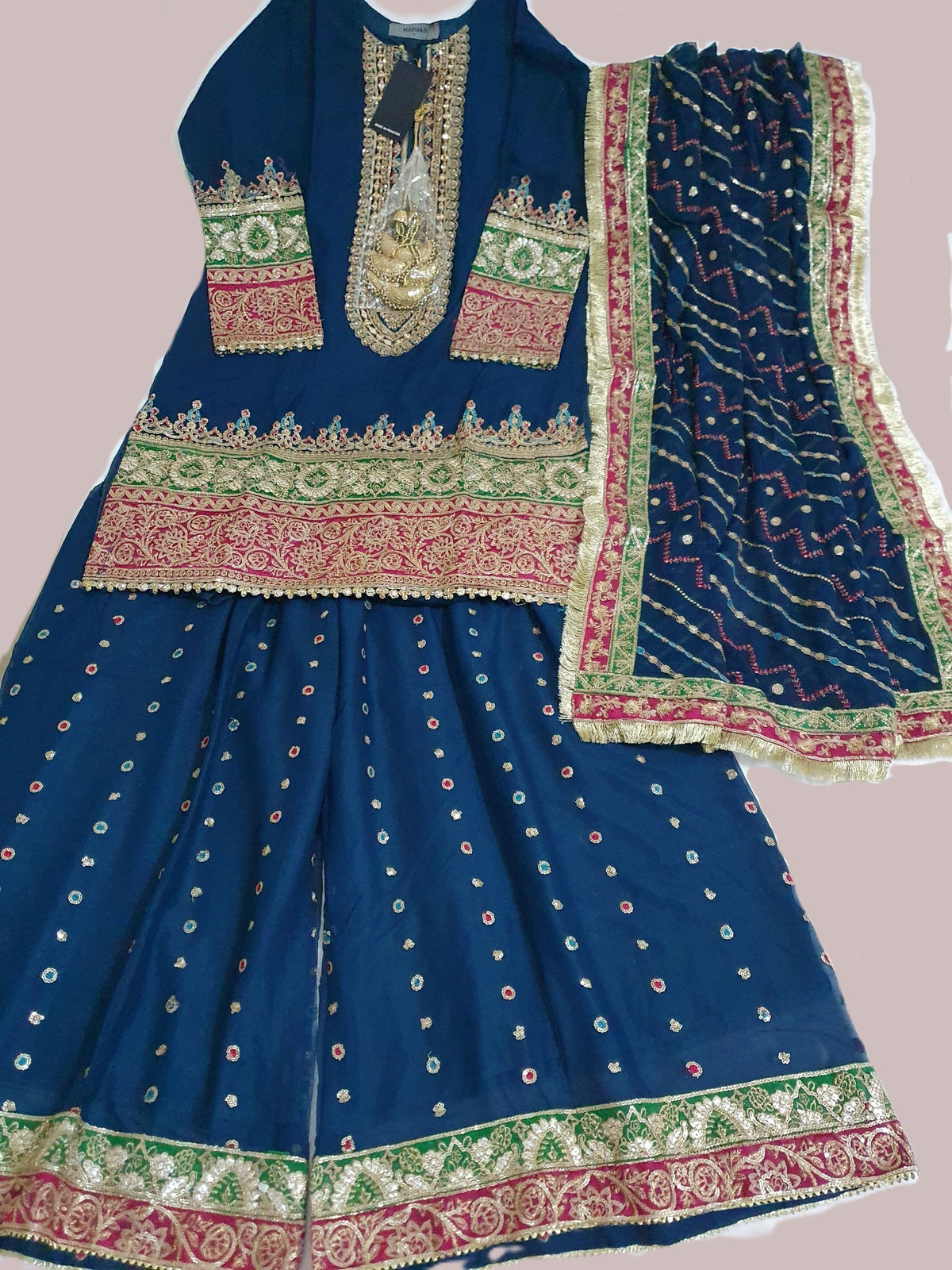 Maria B Inspired Zinc Embroidered Chiffon Suit – Stitched 3pc-RW3-161