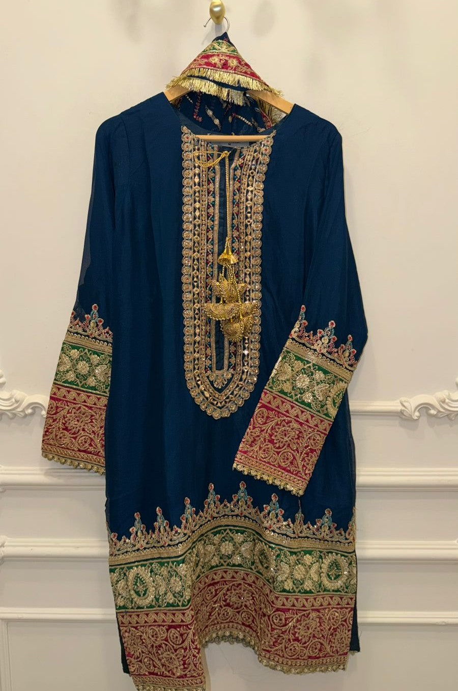 Maria B Inspired Zinc Embroidered Chiffon Suit – Stitched 3pc-RW3-161
