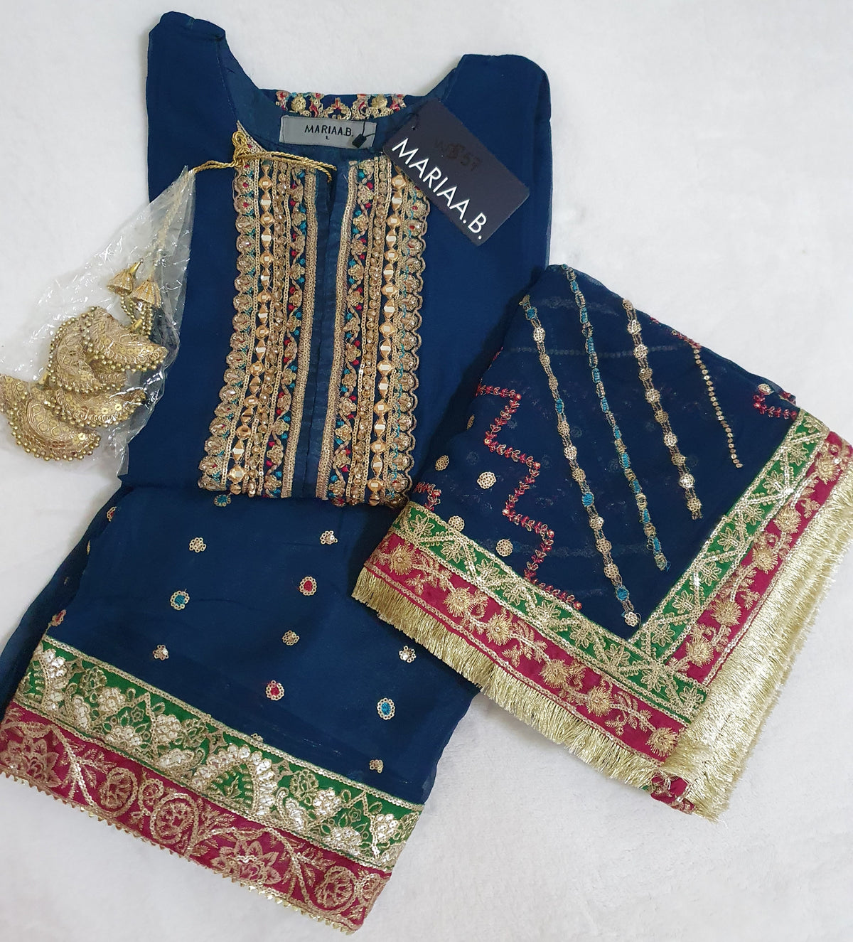 Maria B Inspired Zinc Embroidered Chiffon Suit – Stitched 3pc-RW3-161
