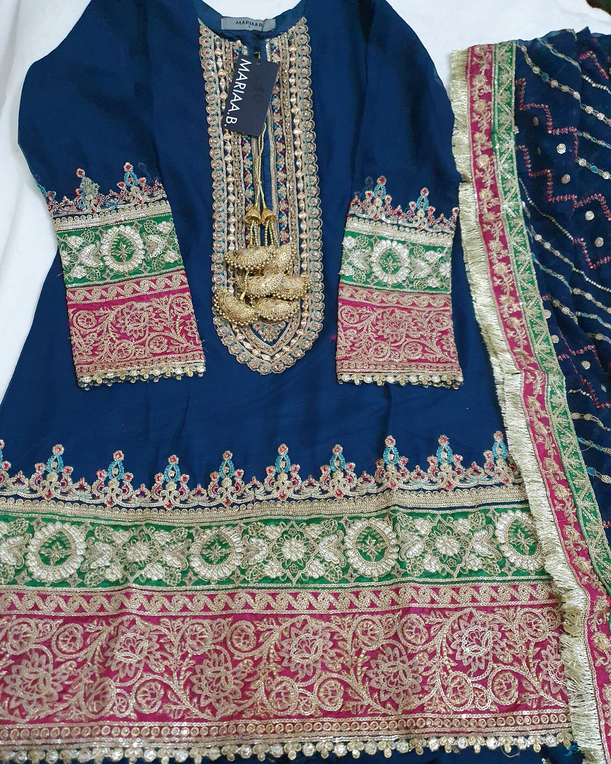 Maria B Inspired Zinc Embroidered Chiffon Suit – Stitched 3pc-RW3-161
