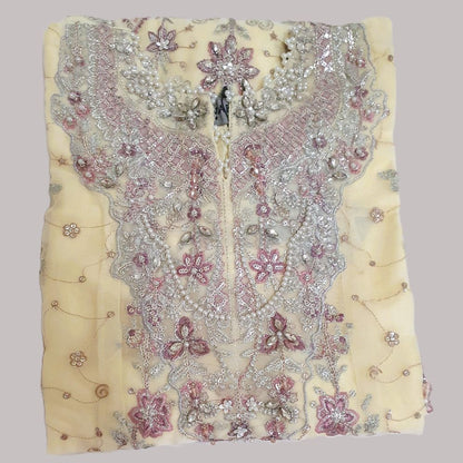 Maria B Inspired Yellow Embroidered Chiffon Suit – Stitched 3pc-RW3-149